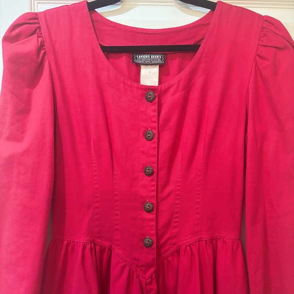 Vintage Western Jean Dress in Pink 🤠 💯 Cotton dry cleaning tag attached! - Picture 11 of 14